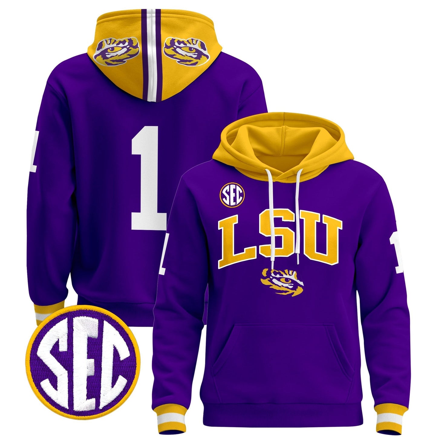 Men's LSU Tigers 2025 Premium Pullover Hoodie V2 - All Stitched