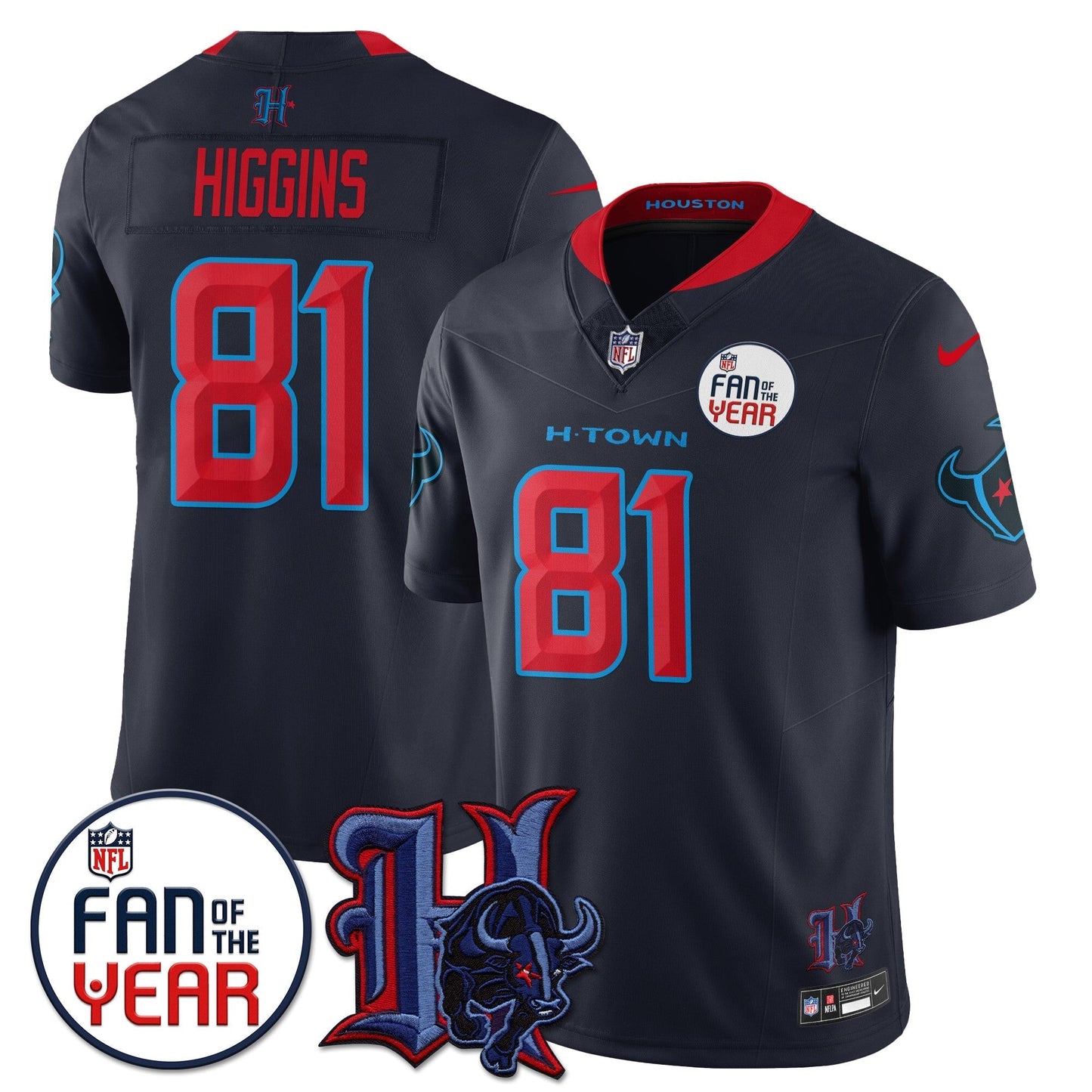 Men's Houston Texans "Fan Of The Year" Jersey - All Stitched
