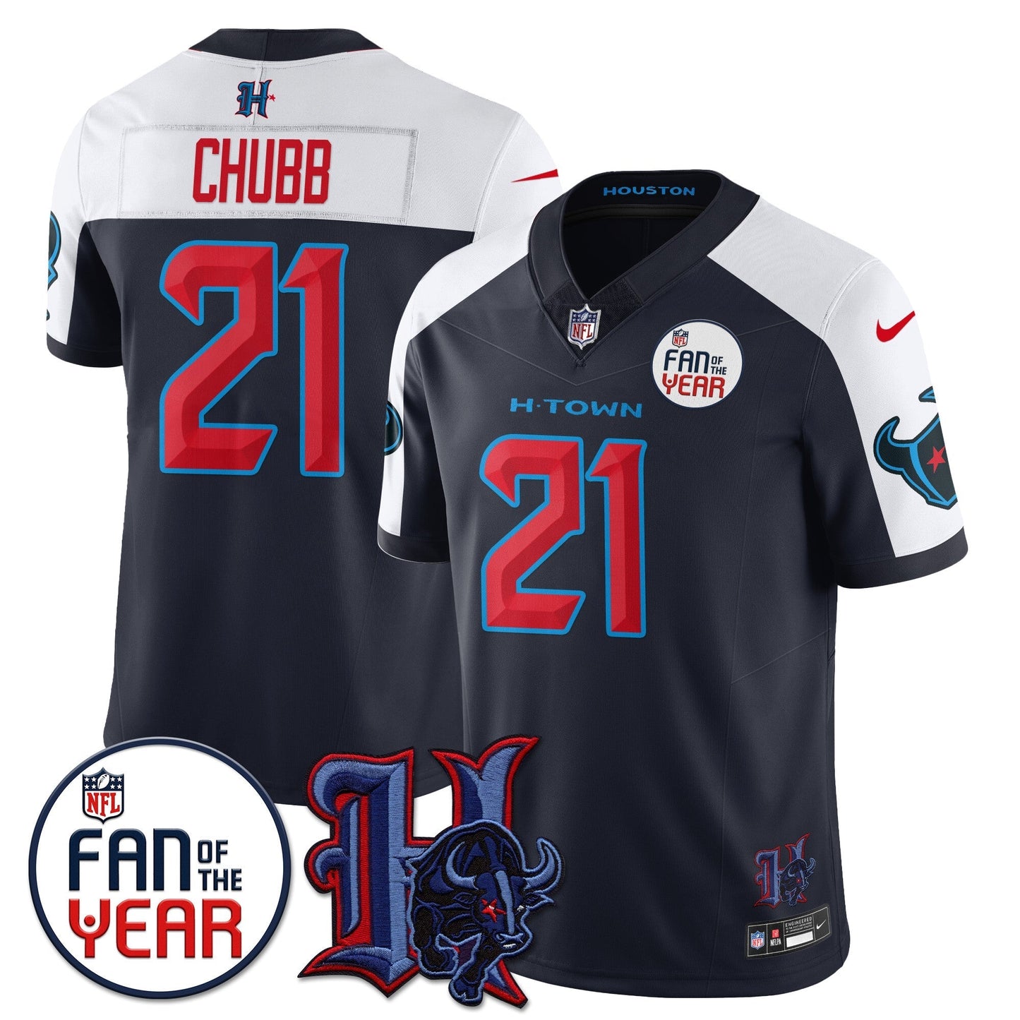 Men's Houston Texans "Fan Of The Year" Jersey - All Stitched