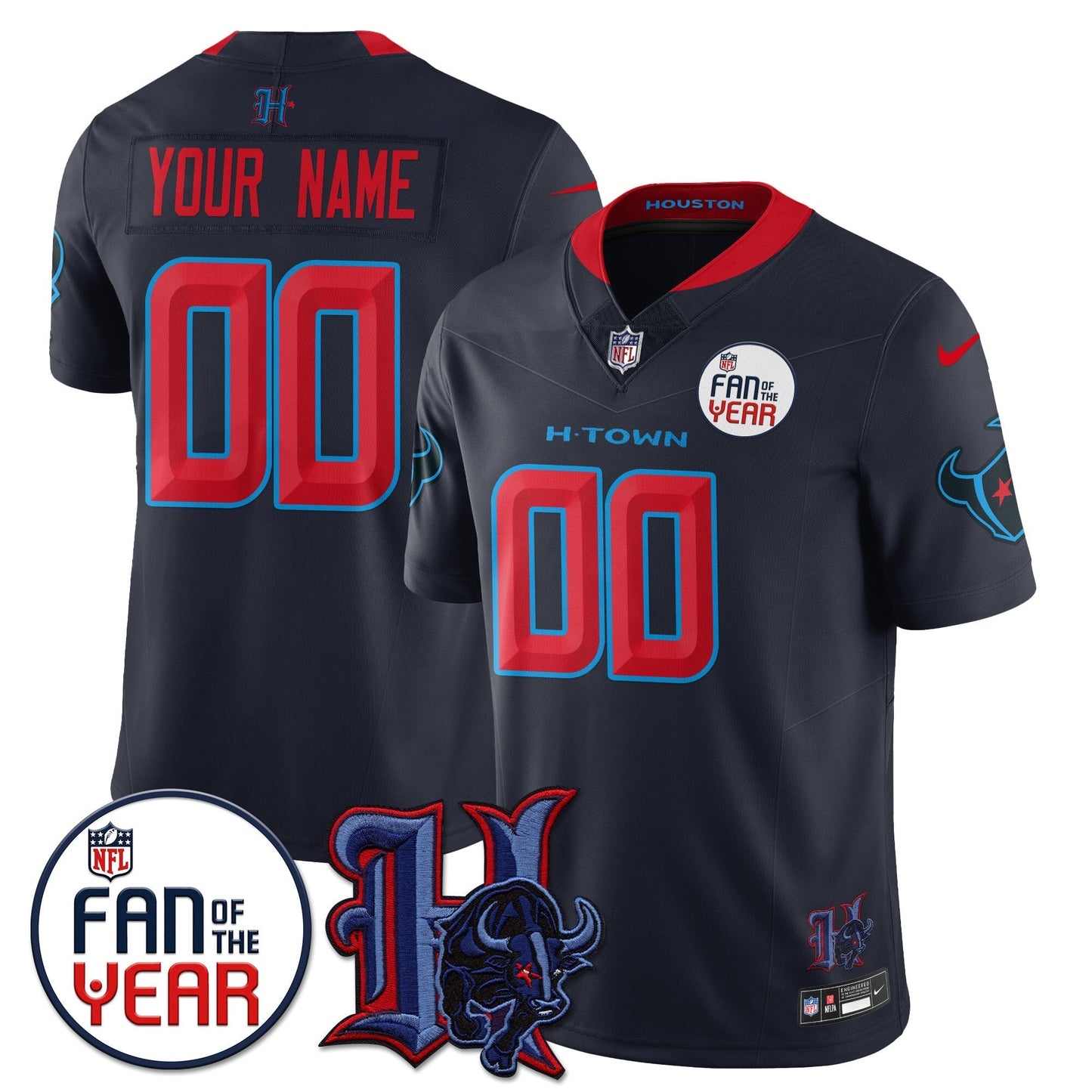 Men's Houston Texans "Fan Of The Year" Jersey - All Stitched