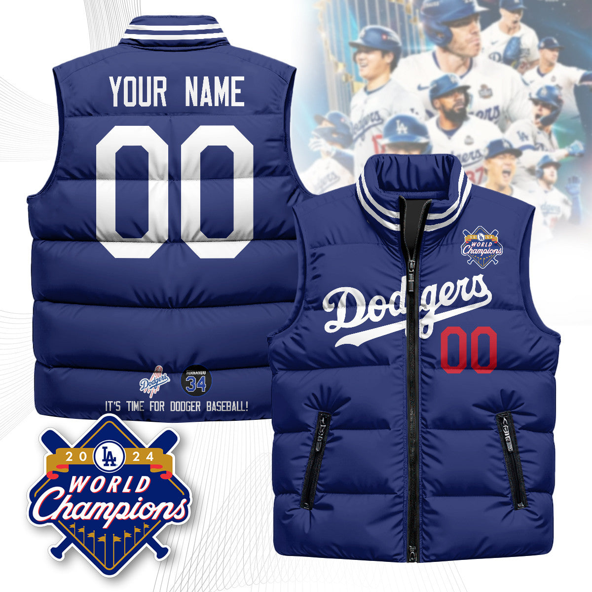 Custom Los Angeles Dodgers Unisex Puffer Vest