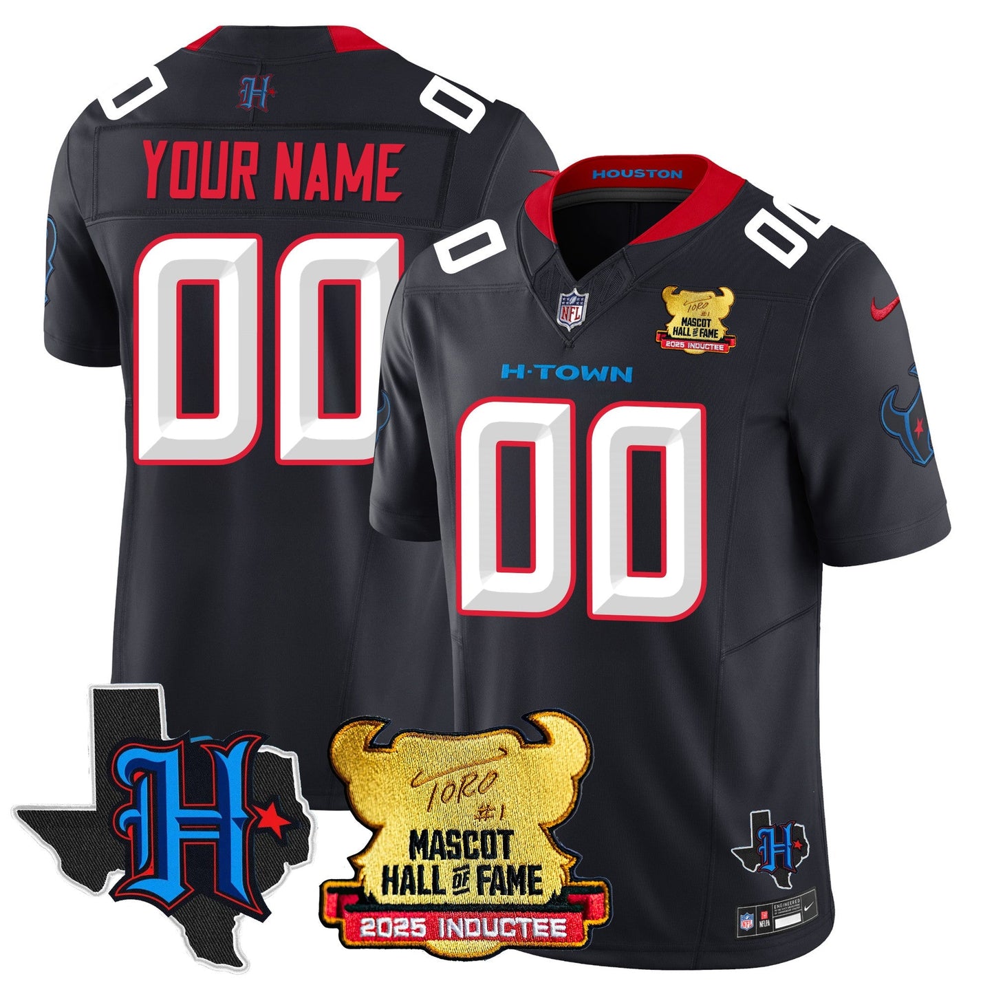 Houston Texans 2025 Mascot Hall Of Fame Custom Jersey - All Stitched