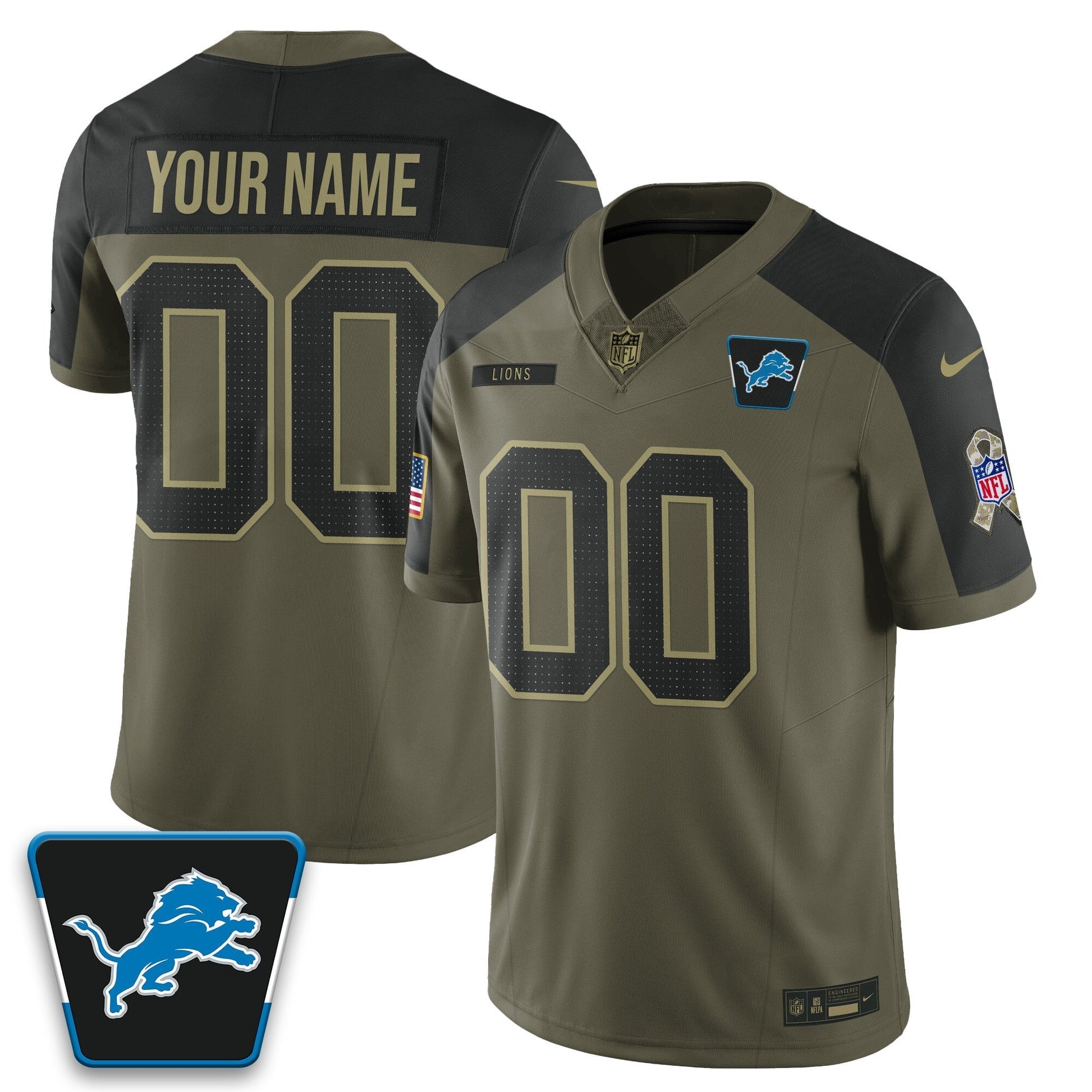 Custom Detroit Lions 2025 Salute to Service Limited Jersey - All Stitched