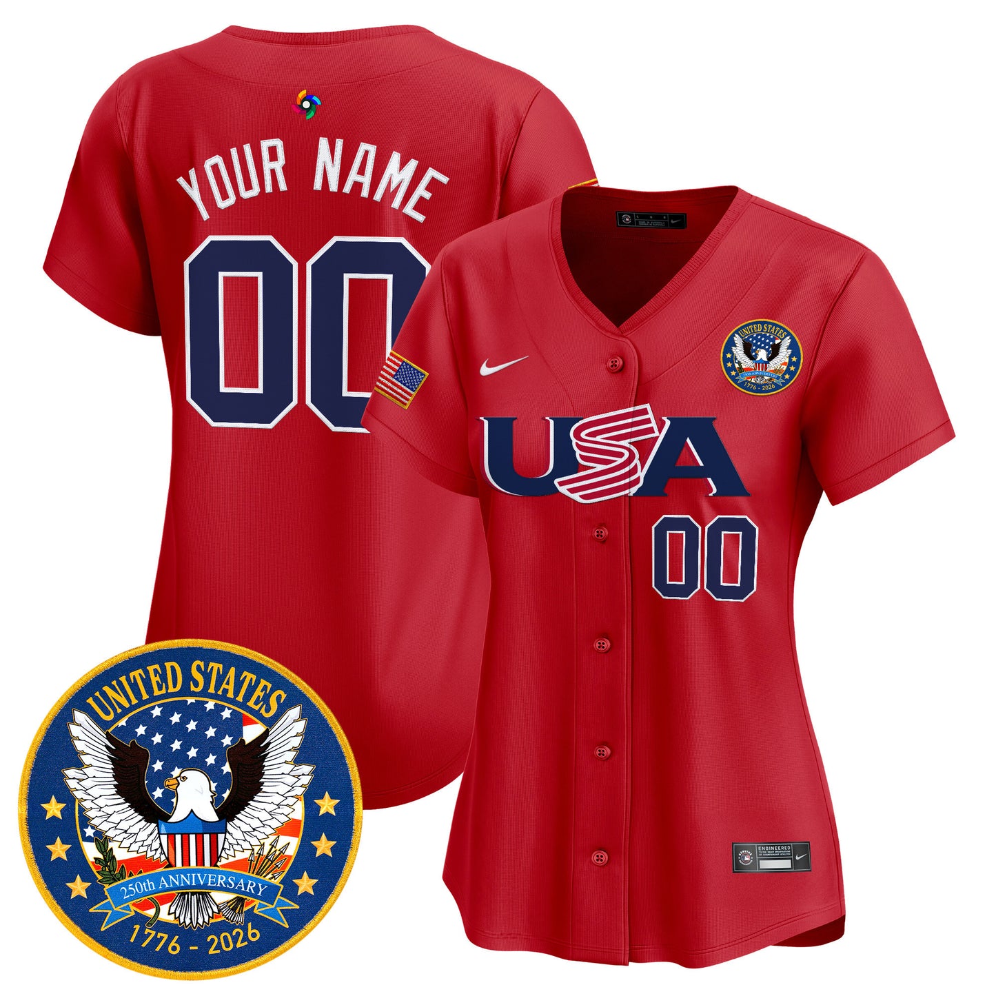Team USA World Baseball Classic United States 250th Anniversary Patch Vapor Premier Custom Jersey - 2026 Roster - All Stitched