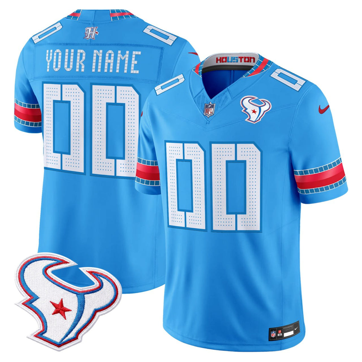 Houston Texans Rivalries Custom Blue Jersey - Stitched