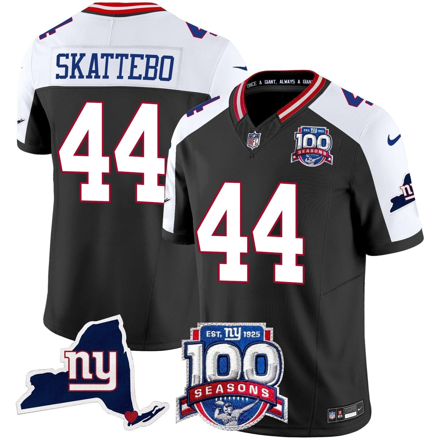 New York Giants 100th Season & State Patch Vapor Limited Jersey - All Stitched