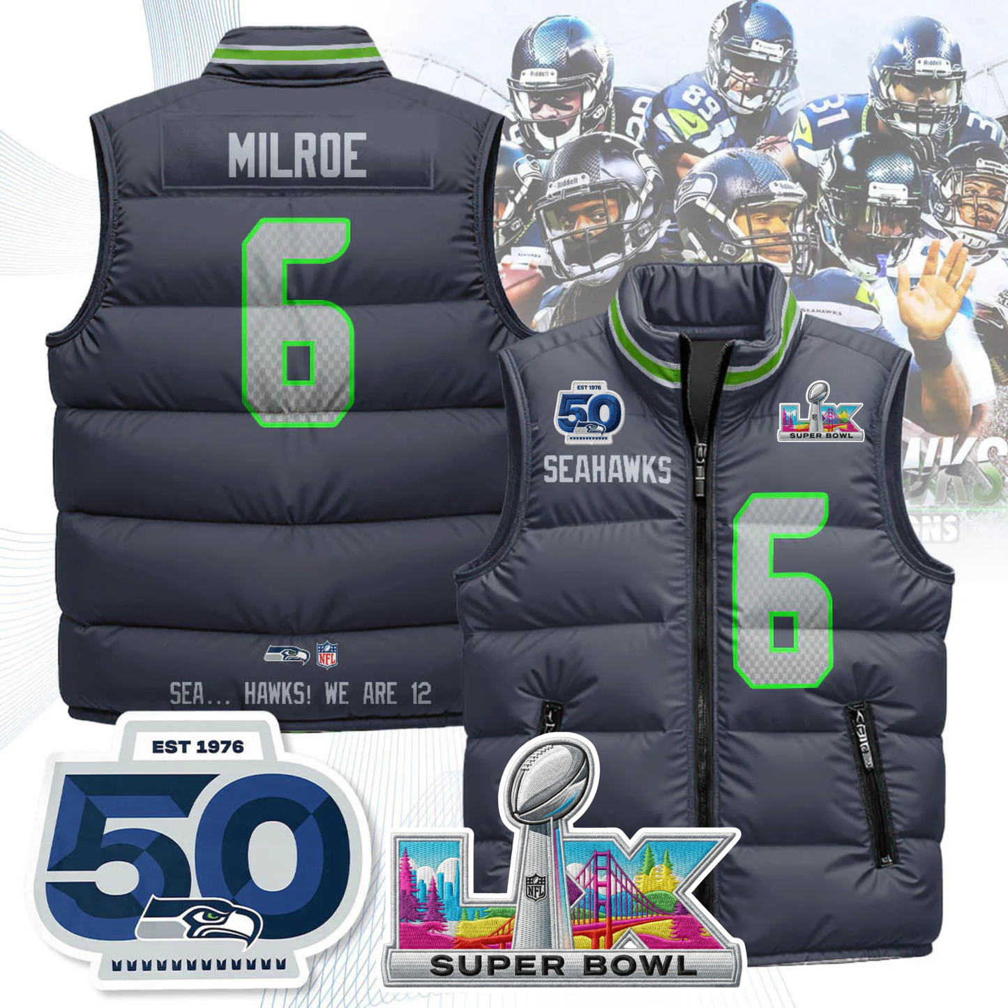SEA NFC Champions Patch Unisex Puffer Vest
