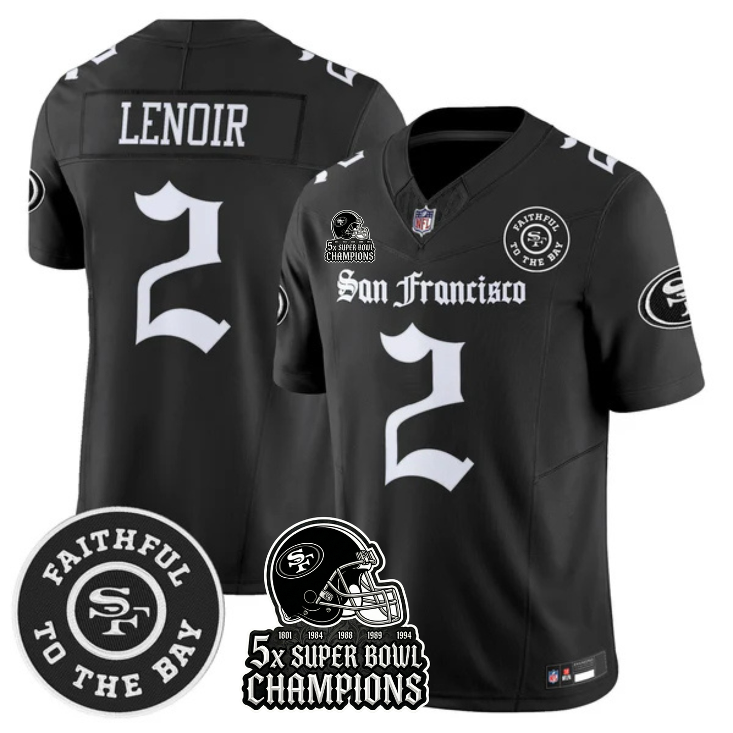 SF 5-Time Champions 'Gothic Edition' Vapor Limited Jersey - All Stitched