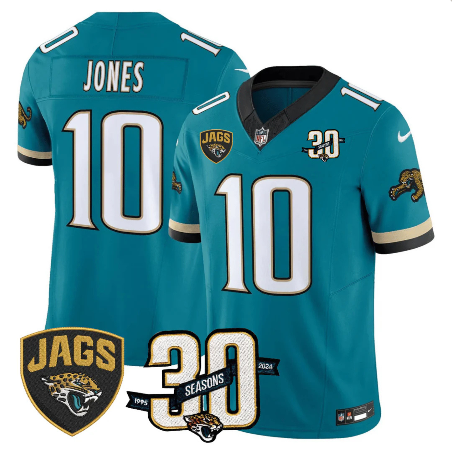 Jaguars 30th Season Patch Throwback Vapor Limited Jersey - Stitched