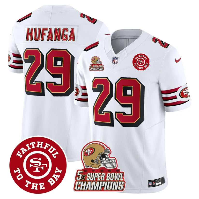 49ers Throwback 5x Champs & Faithful To The Bay Patch Vapor Limited Jersey - All Stitched
