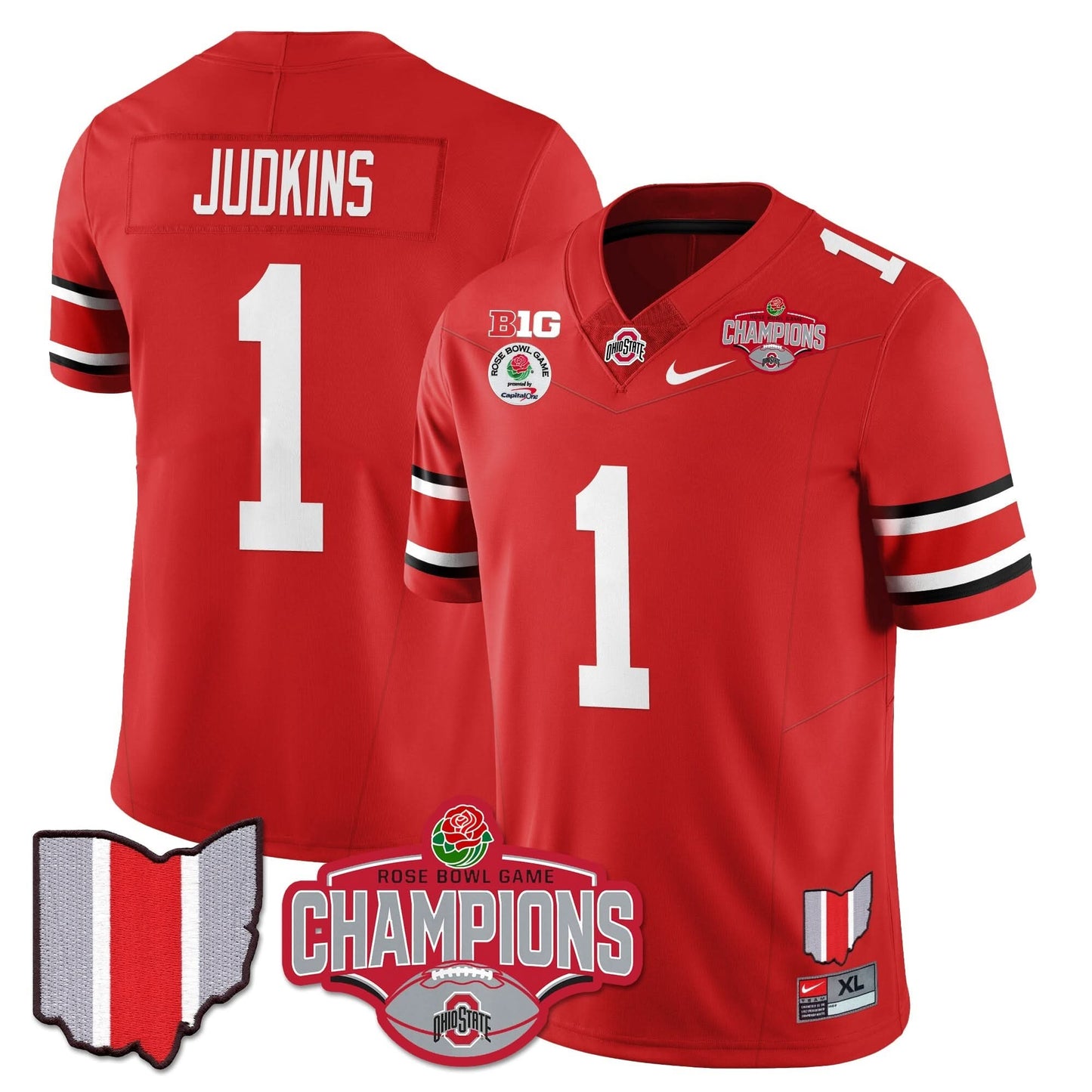 Ohio State Buckeyes 2024 Rose Bowl Champions Jersey - All Stitched