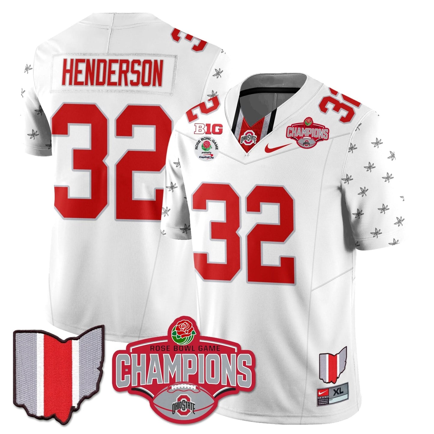 Ohio State Buckeyes 2024 Rose Bowl Champions Jersey - All Stitched