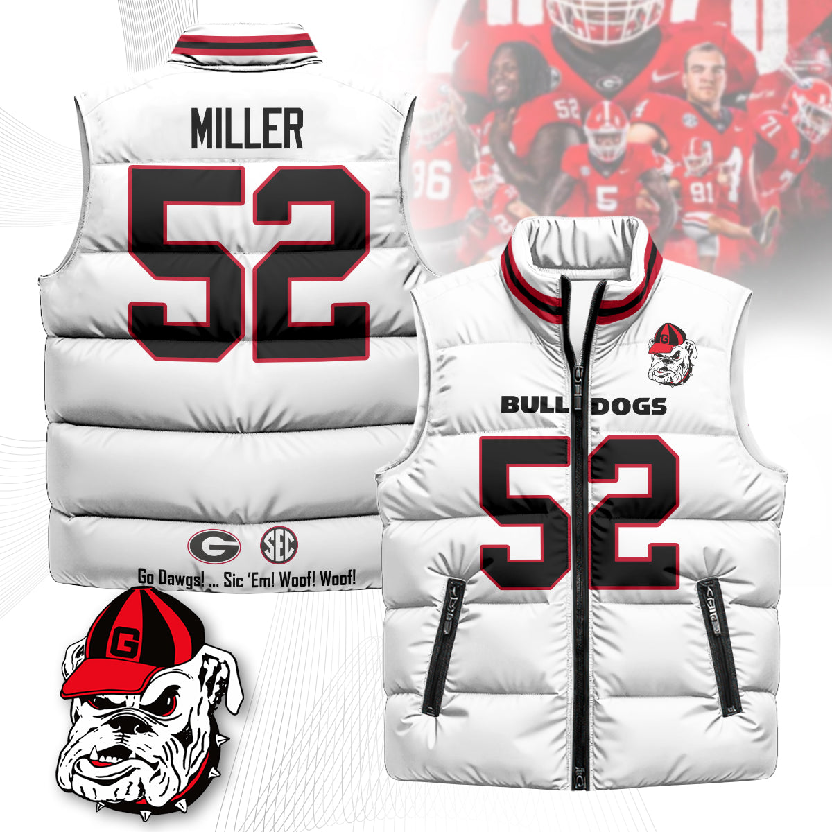 Georgia Bulldogs Unisex Puffer Vest