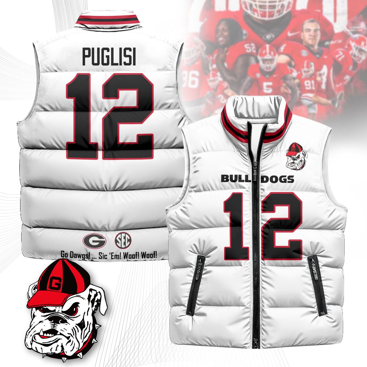 Georgia Bulldogs Unisex Puffer Vest