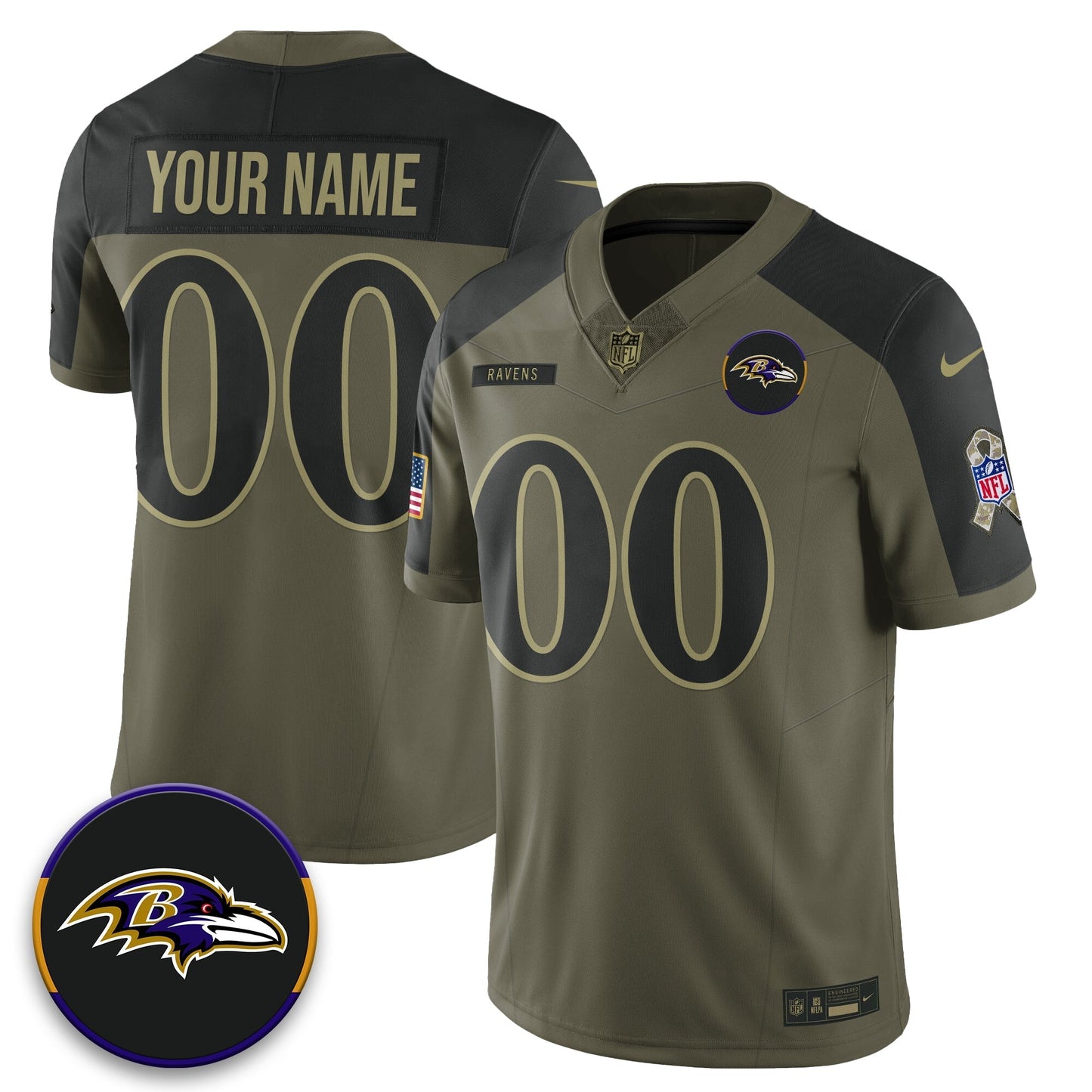 Baltimore Ravens 2025 Salute to Service Limited Custom Jersey - All Stitched