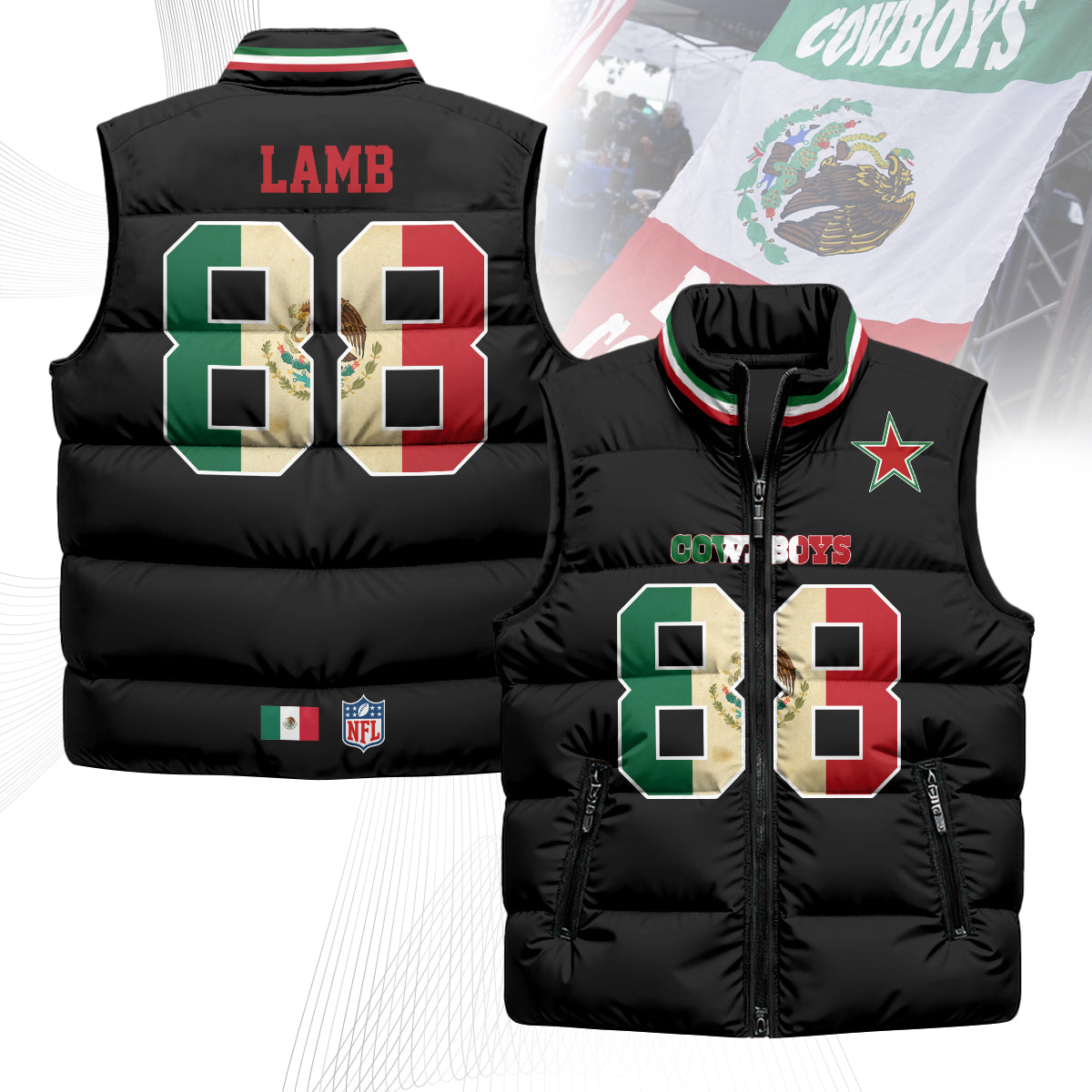 Dallas Cowboys Mexico Puffer Vest