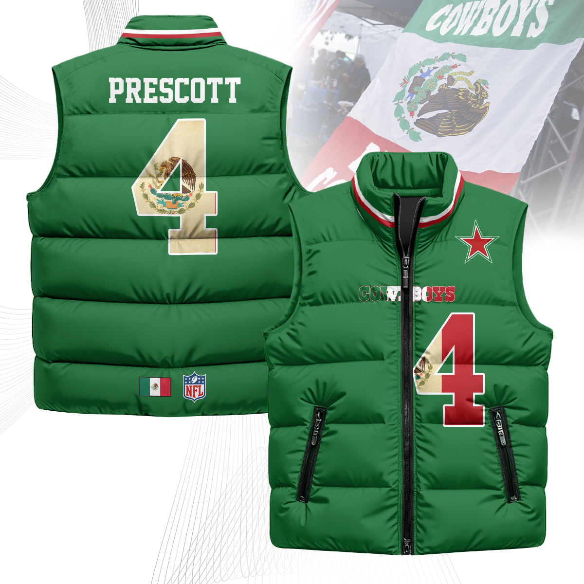Dallas Cowboys Mexico Puffer Vest