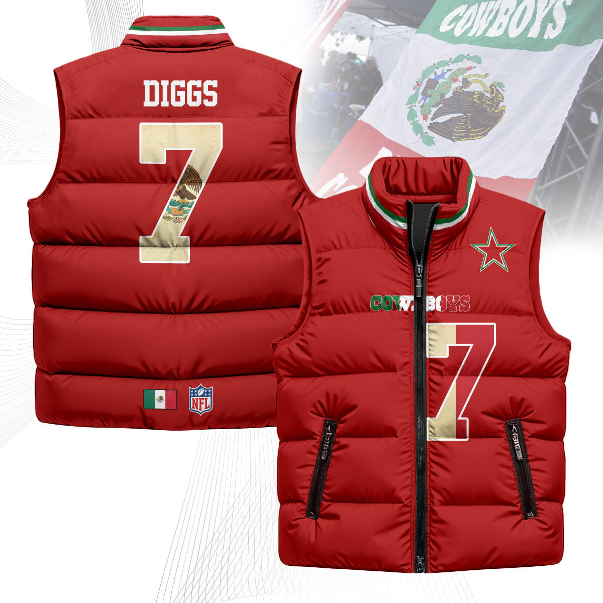 Dallas Cowboys Mexico Puffer Vest