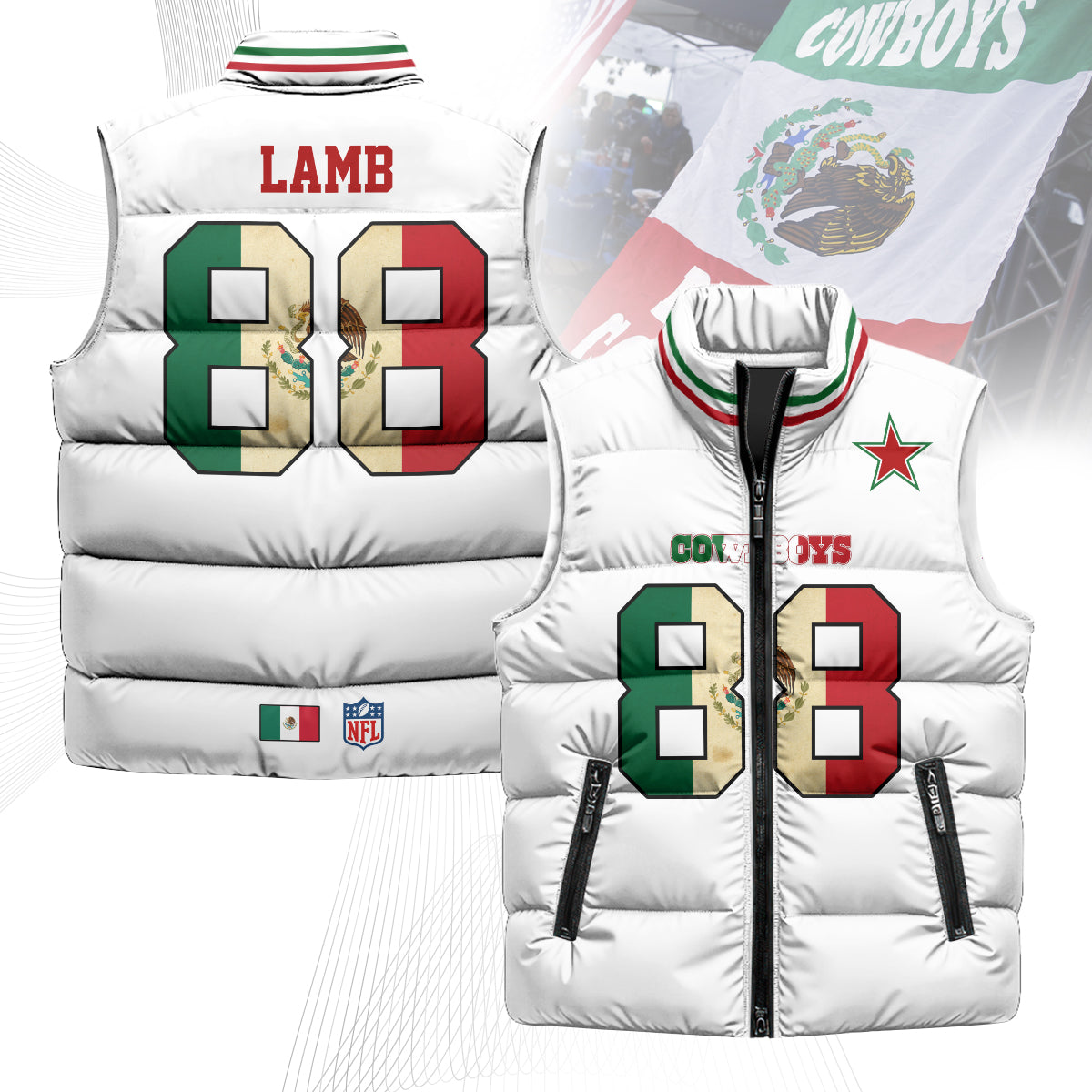 Dallas Cowboys Mexico Puffer Vest