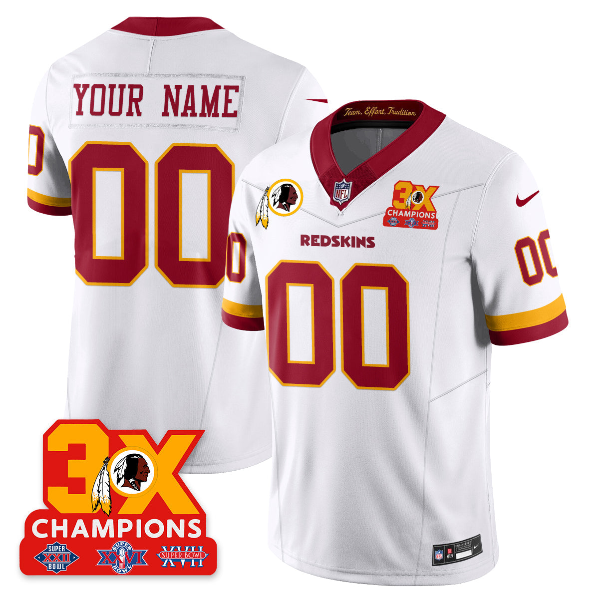 WAS 3-Time Champions Patch Vapor Limited Throwback Jersey - All Stitched