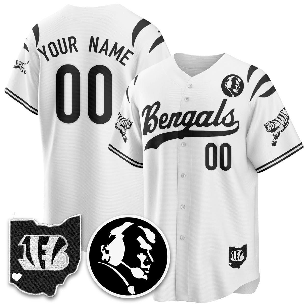 Custom CIN Vapor Limited Baseball Jersey - John Madden Patch - All Stitched