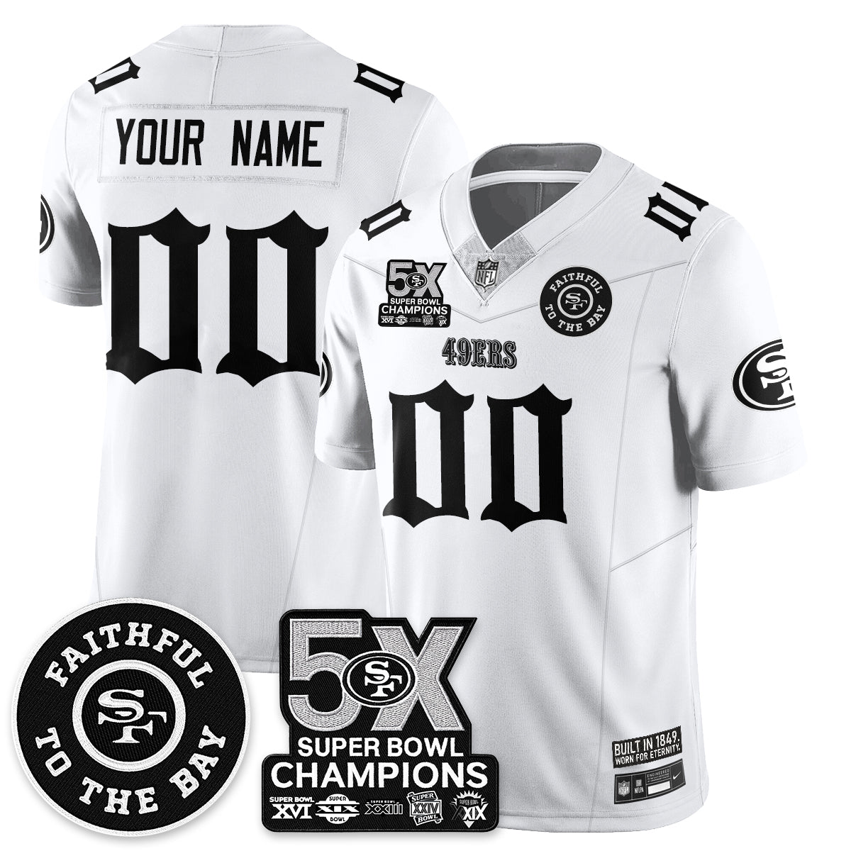 SF 5-Time Champions Gothic Vapor Limited Custom Jersey - All Stitched