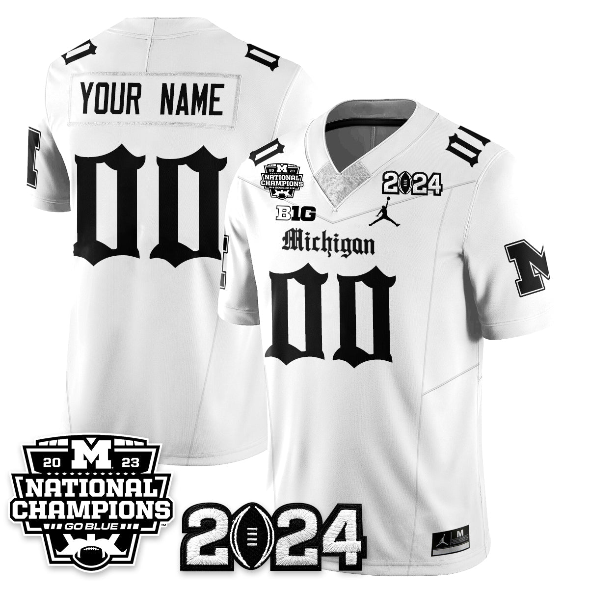 Custom MICH Gothic 2023 National Champions Vapor Limited Football Jersey - All Stitched