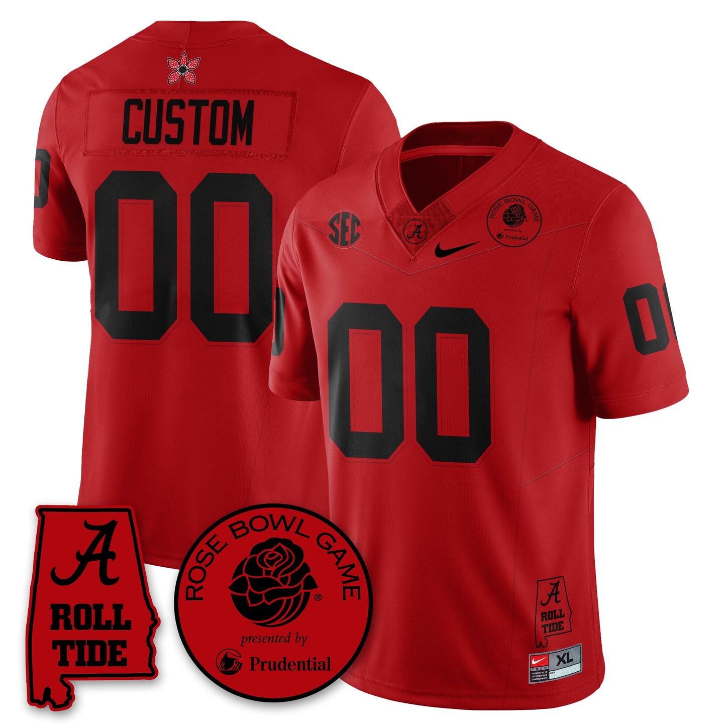Custom BAMA Stranger Things Rose Bowl Vapor Limited Football Jersey - All Stitched