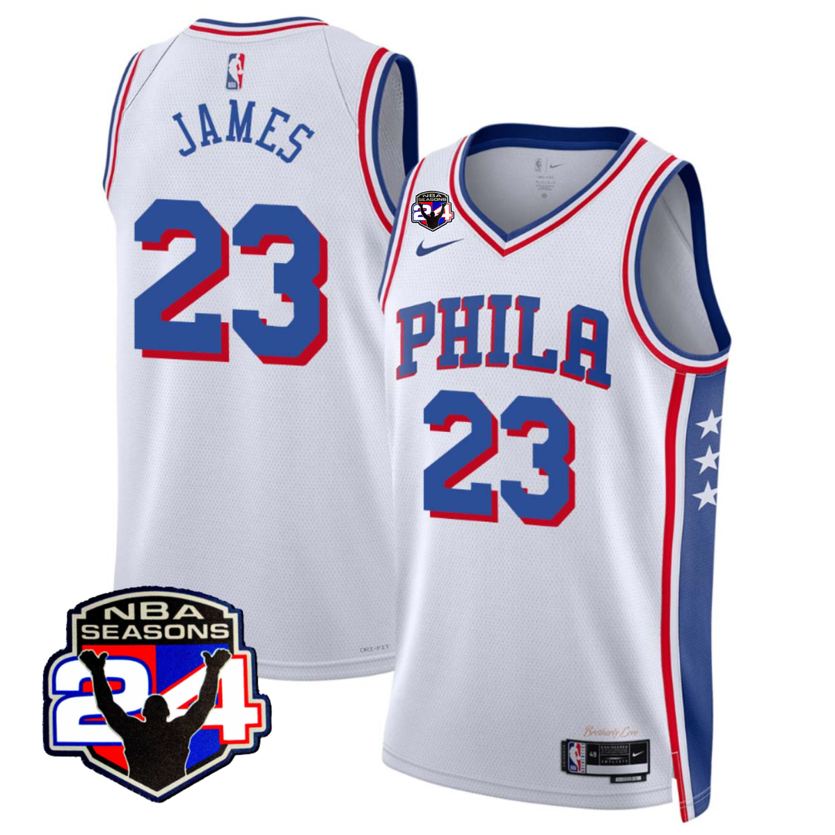 PHI #23 King 24 NBA Seasons Patch Jersey - Stitched