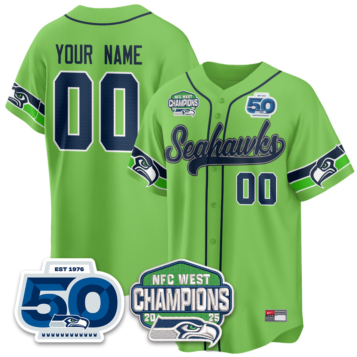 Seattle Seahawks NFC West Division Champions Vapor Limited Baseball Jersey - All Stitched