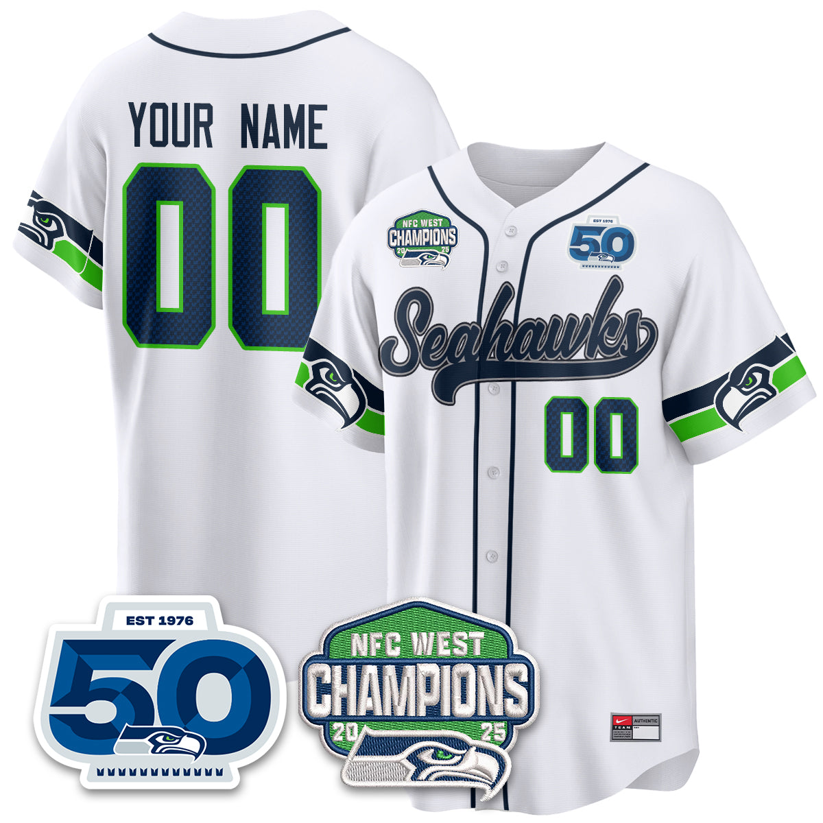 Seattle Seahawks NFC West Division Champions Vapor Limited Baseball Jersey - All Stitched