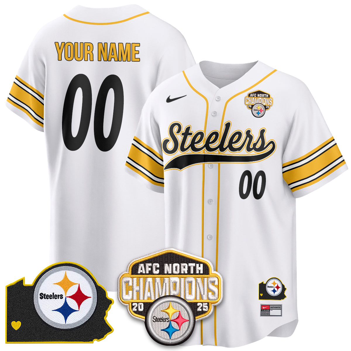 Custom PIT AFC North Division Champions Vapor Limited Baseball Jersey - All Stitched