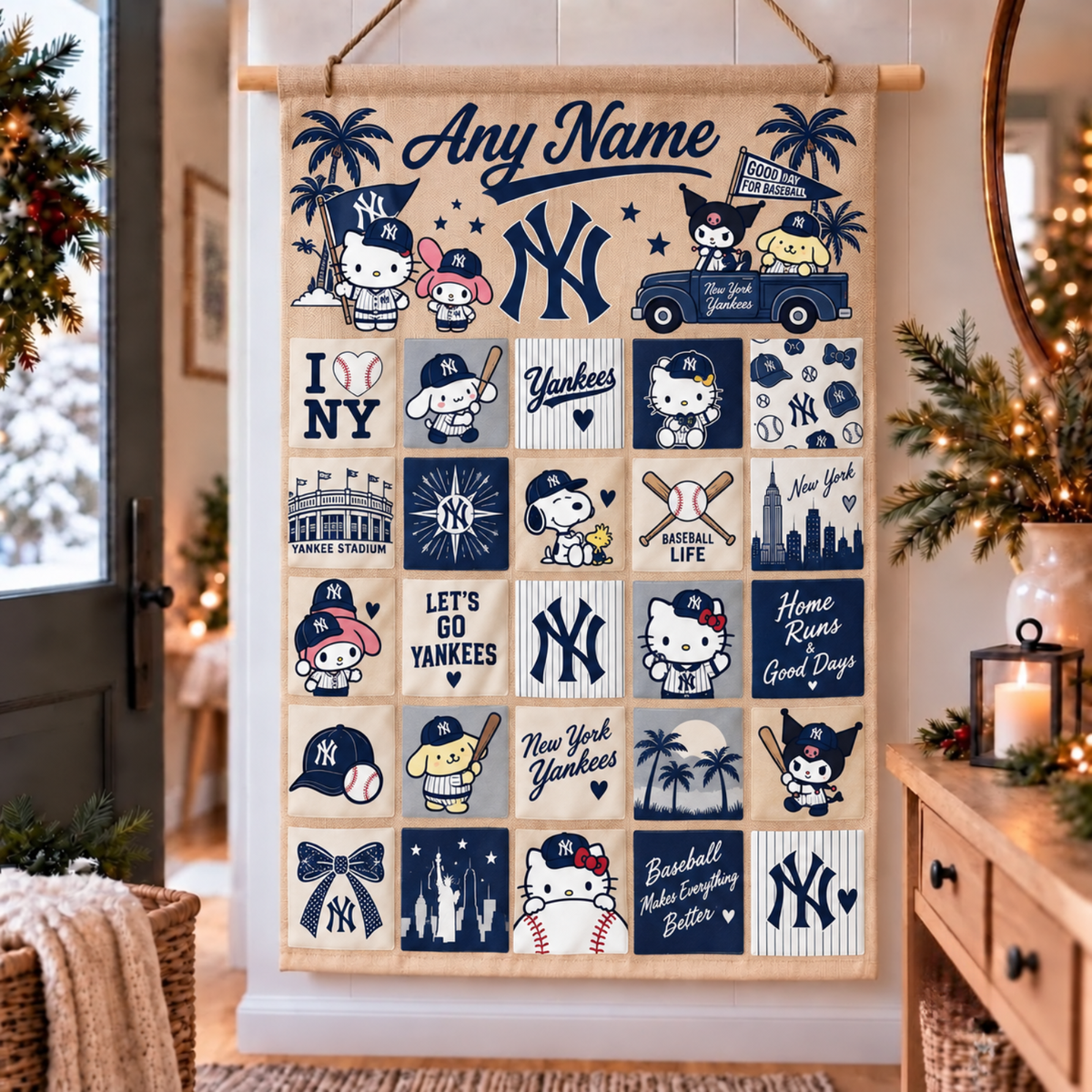 NYY Christmas x Santorini Friends Custom Wall Advent Calendar - Printed