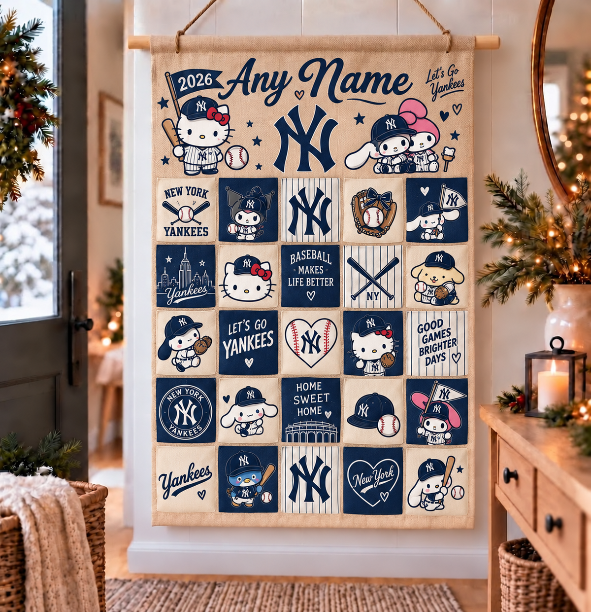 NYY Christmas x Santorini Friends Custom Wall Advent Calendar - Printed V3