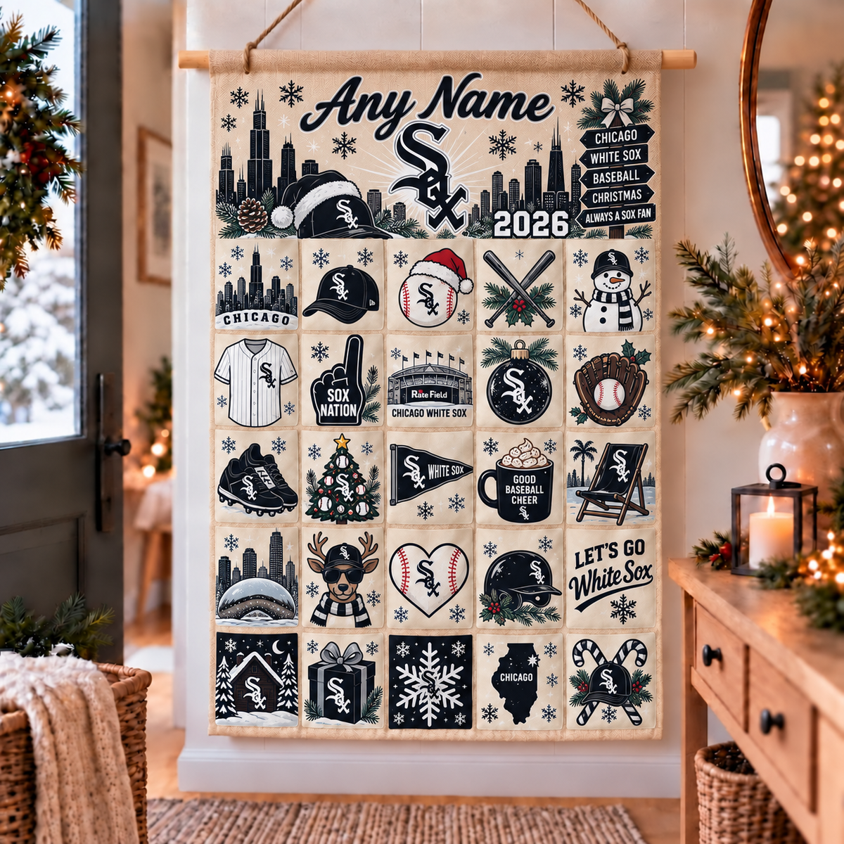 Chicago White Sox Christmas Custom Wall Advent Calendar - Printed V3