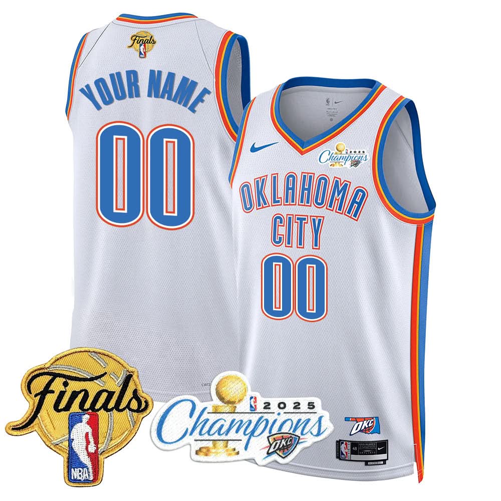 Oklahoma City Thunder 2025 NBA Champions Custom Jersey - All Stitched