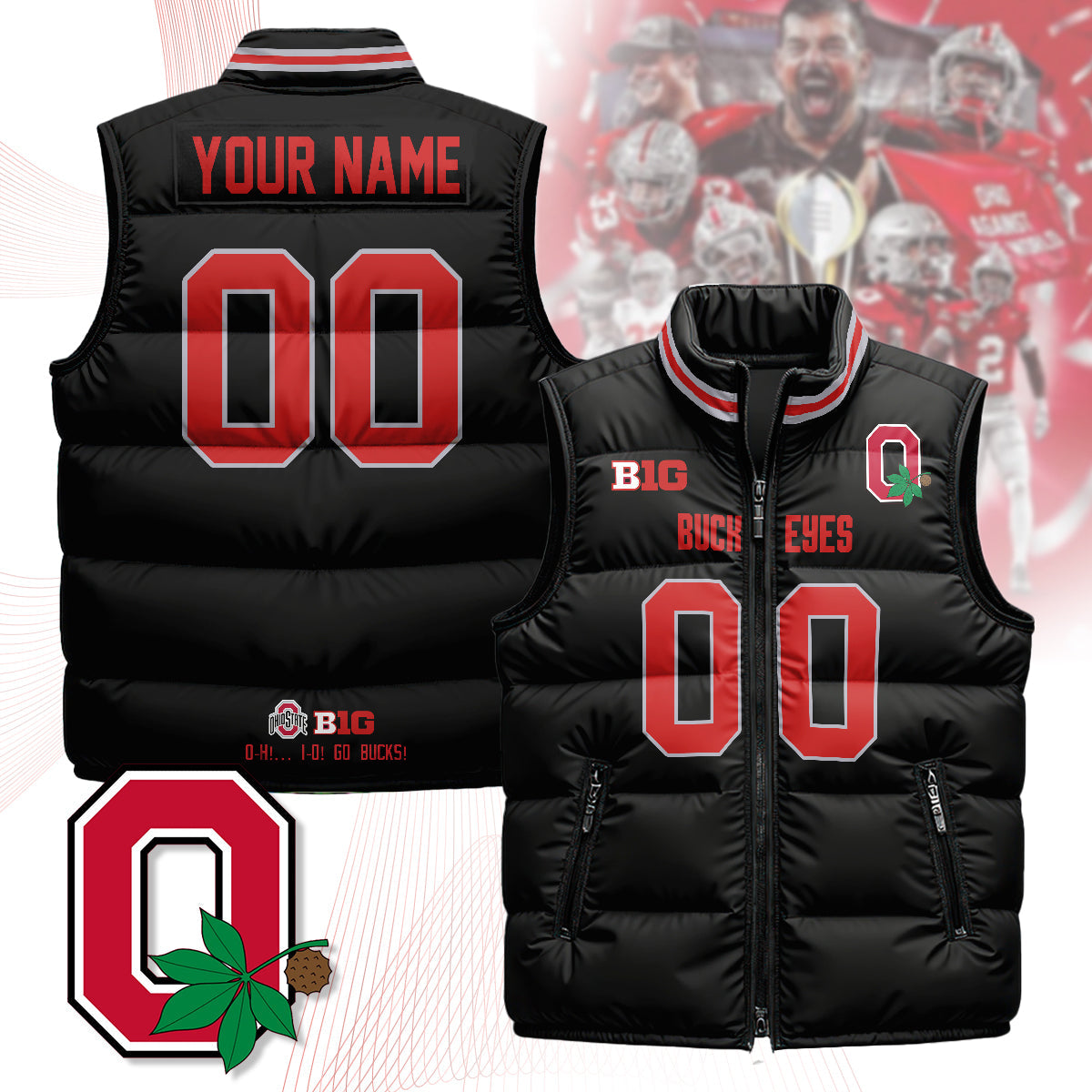 Personalized Ohio State Buckeyes Unisex Puffer Vest