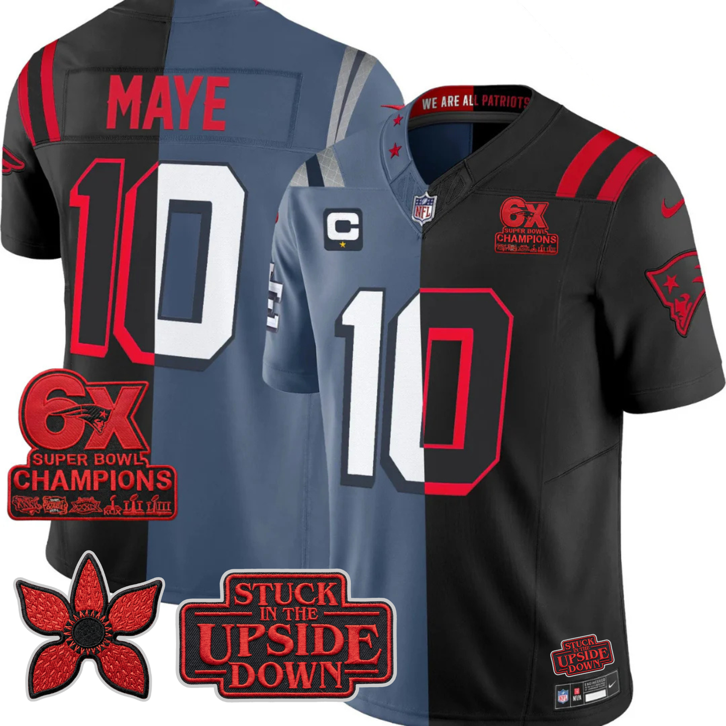 NE 6-Times Champions Patch 'Upside Down Edition' Vapor Limited Jersey - All Stitched