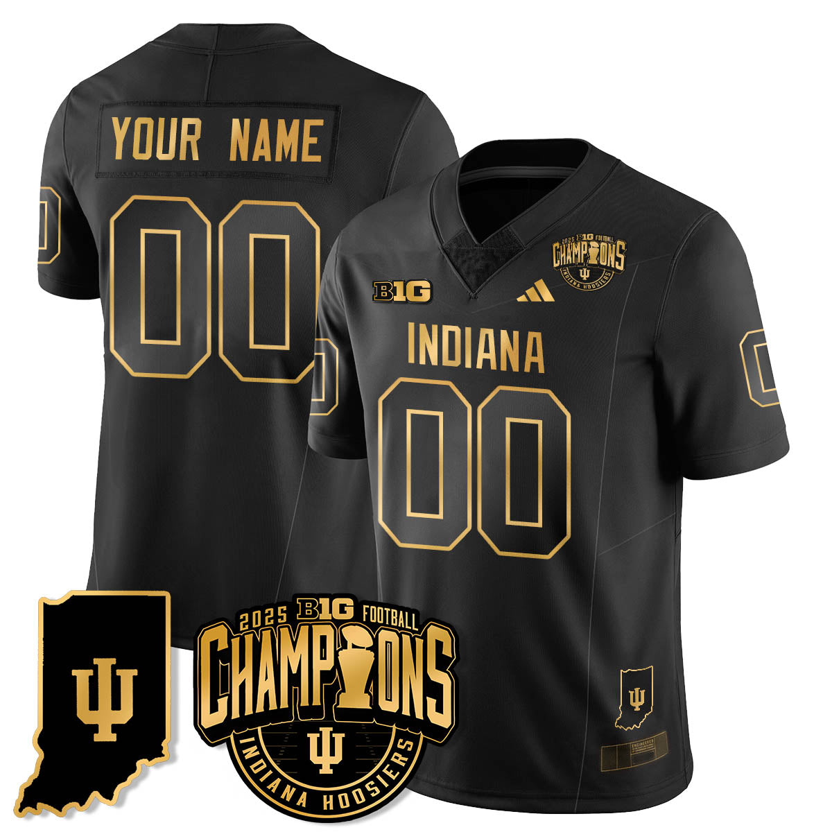 Indiana Hoosiers Vapor Limited Football Gold Custom Jersey - Big 10 Champions - All Stitched