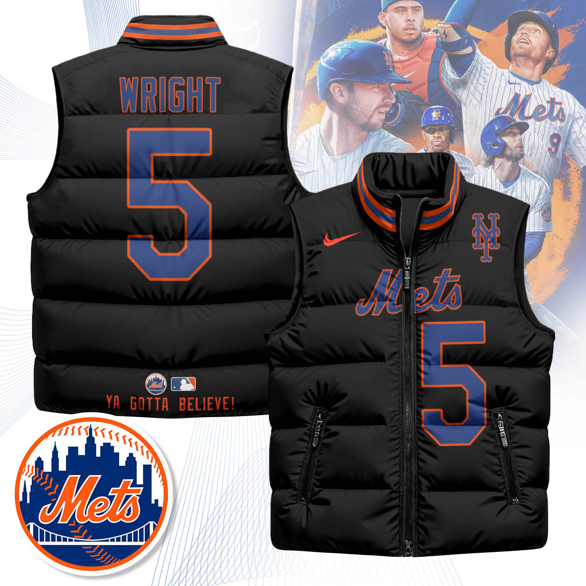 New York Mets Unisex Puffer Vest