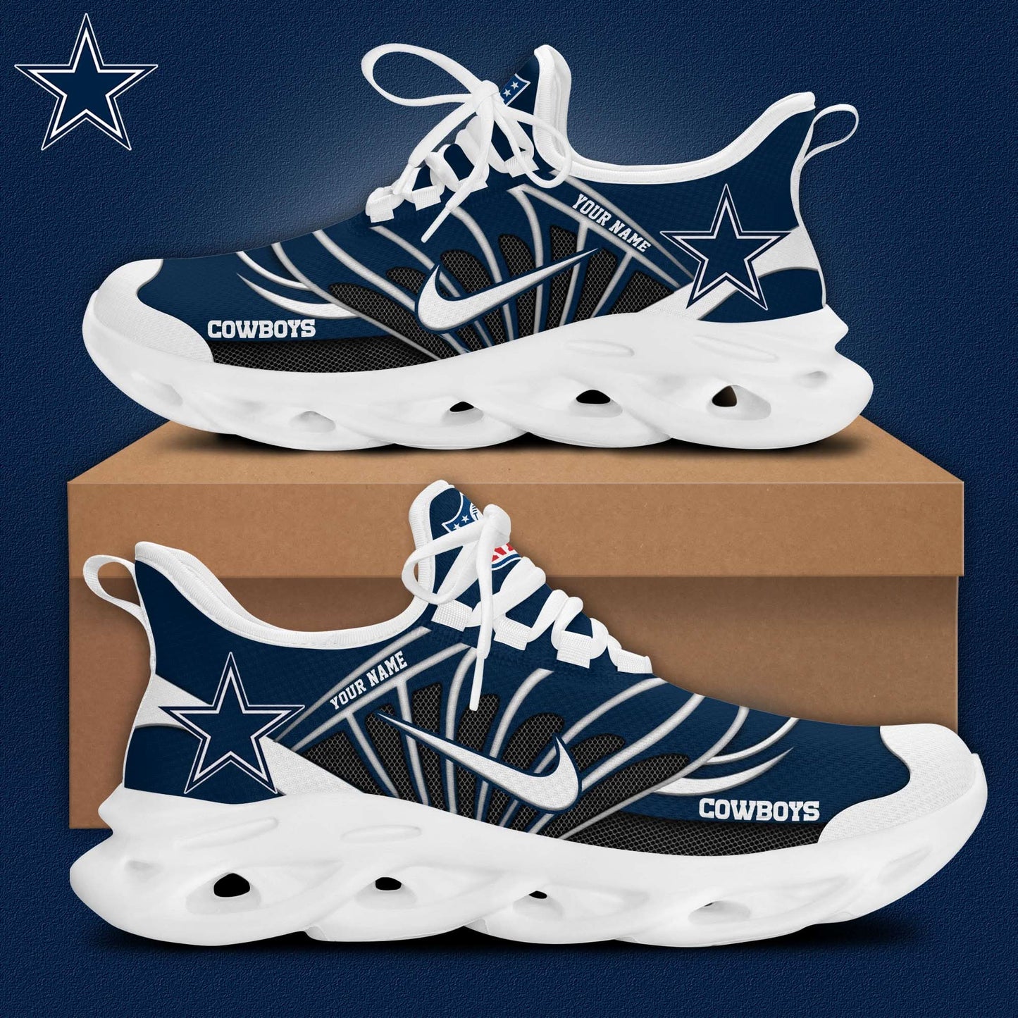 Dallas Cowboys Customized Premium Max Soul Shoes