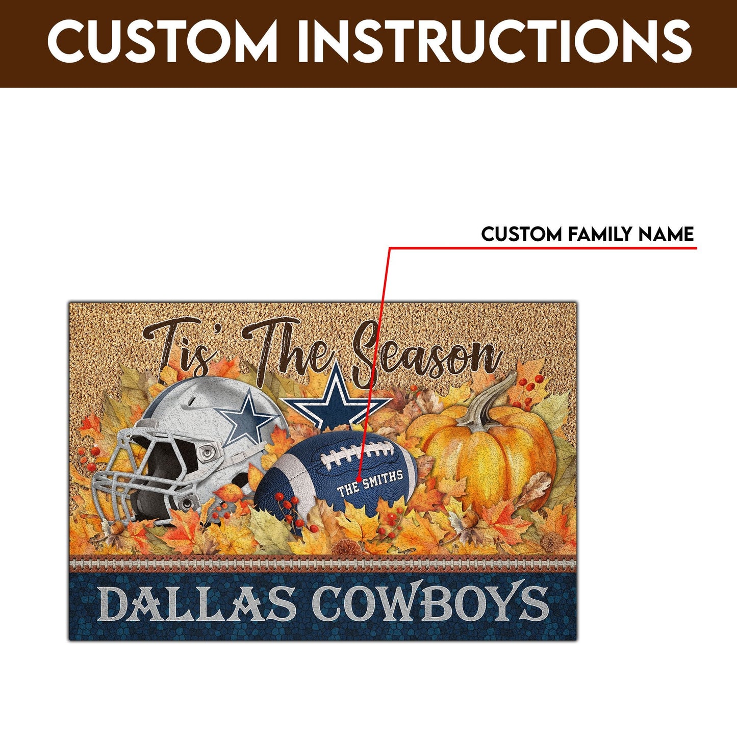 Dallas Cowboys Doormat Custom Your Family Name And Choose Your Quotes, Sport Doormat, Sport Gifts For Fan