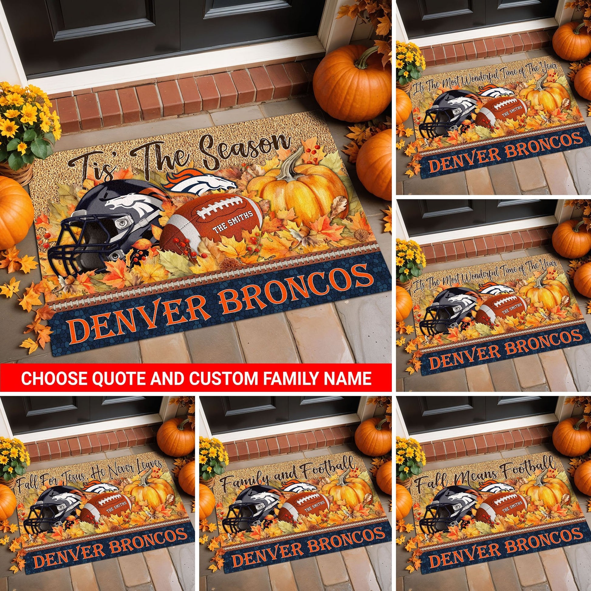 Denver Broncos Doormat Custom Your Family Name And Choose Your Quotes, Sport Doormat, Sport Gifts For Fan EHIVM-60421N