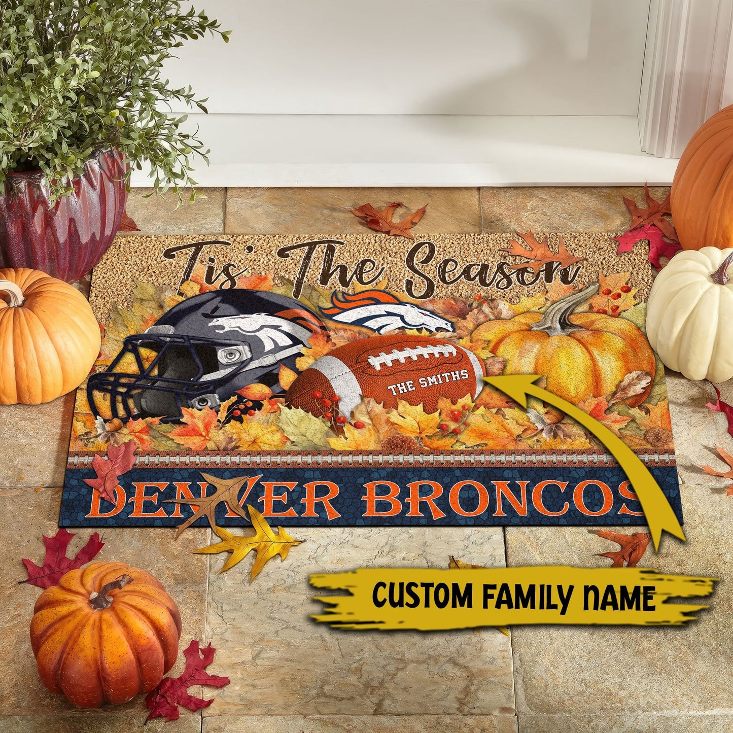 Denver Broncos Doormat Custom Your Family Name And Choose Your Quotes, Sport Doormat, Sport Gifts For Fan EHIVM-60421N
