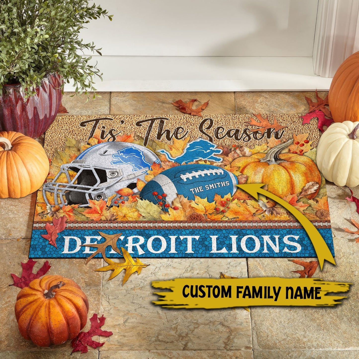 Detroit Lions Doormat Custom Your Family Name And Choose Your Quotes, Sport Doormat, Sport Gifts For Fan EHIVM-60421N