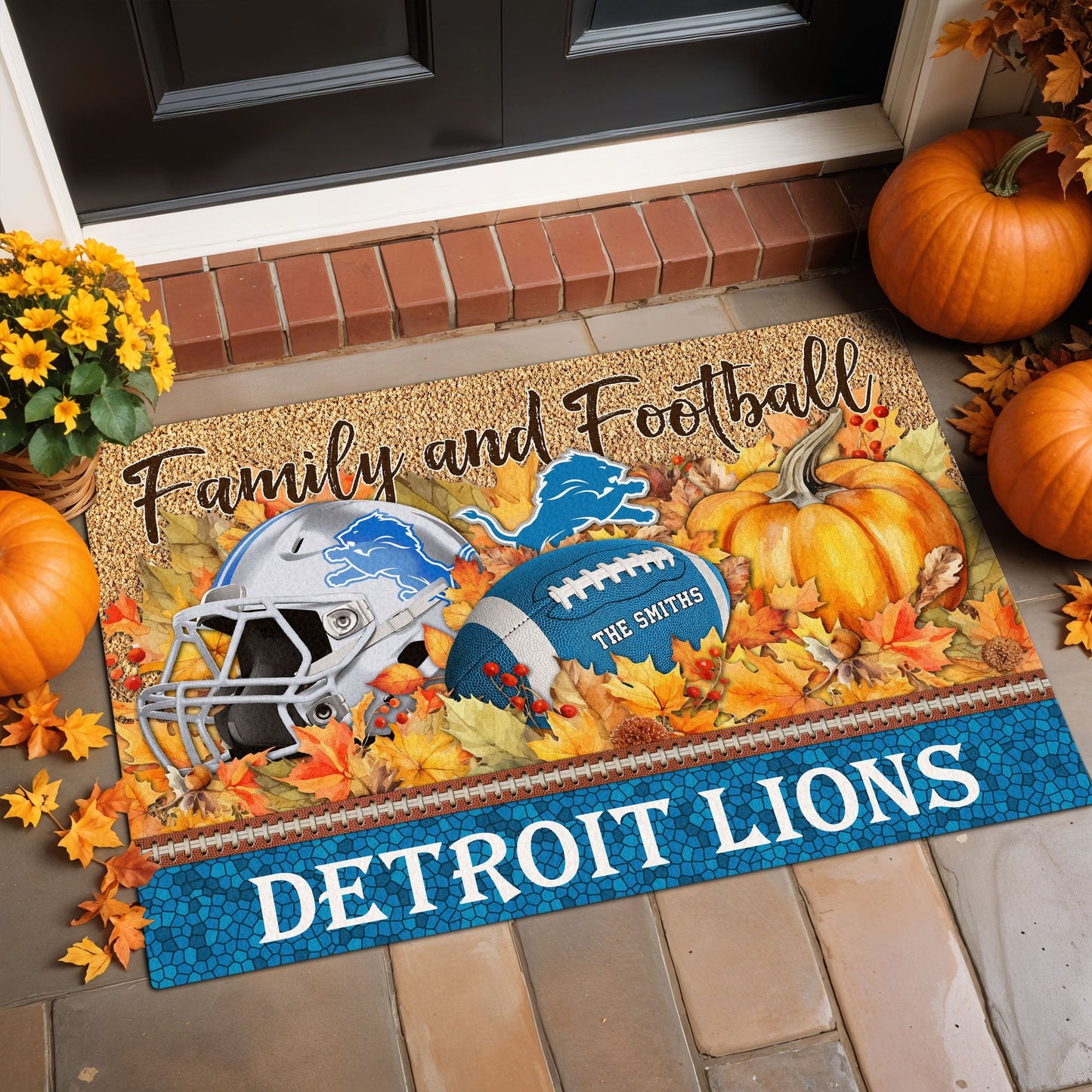 Detroit Lions Doormat Custom Your Family Name And Choose Your Quotes, Sport Doormat, Sport Gifts For Fan