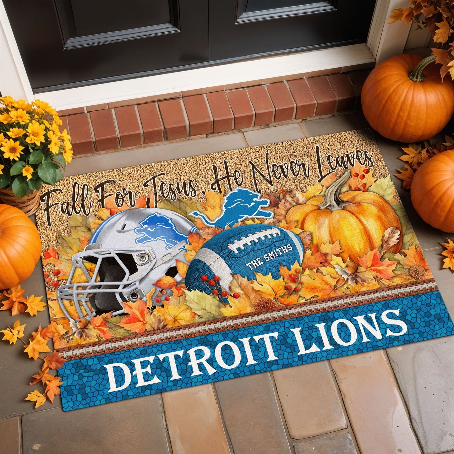 Detroit Lions Doormat Custom Your Family Name And Choose Your Quotes, Sport Doormat, Sport Gifts For Fan