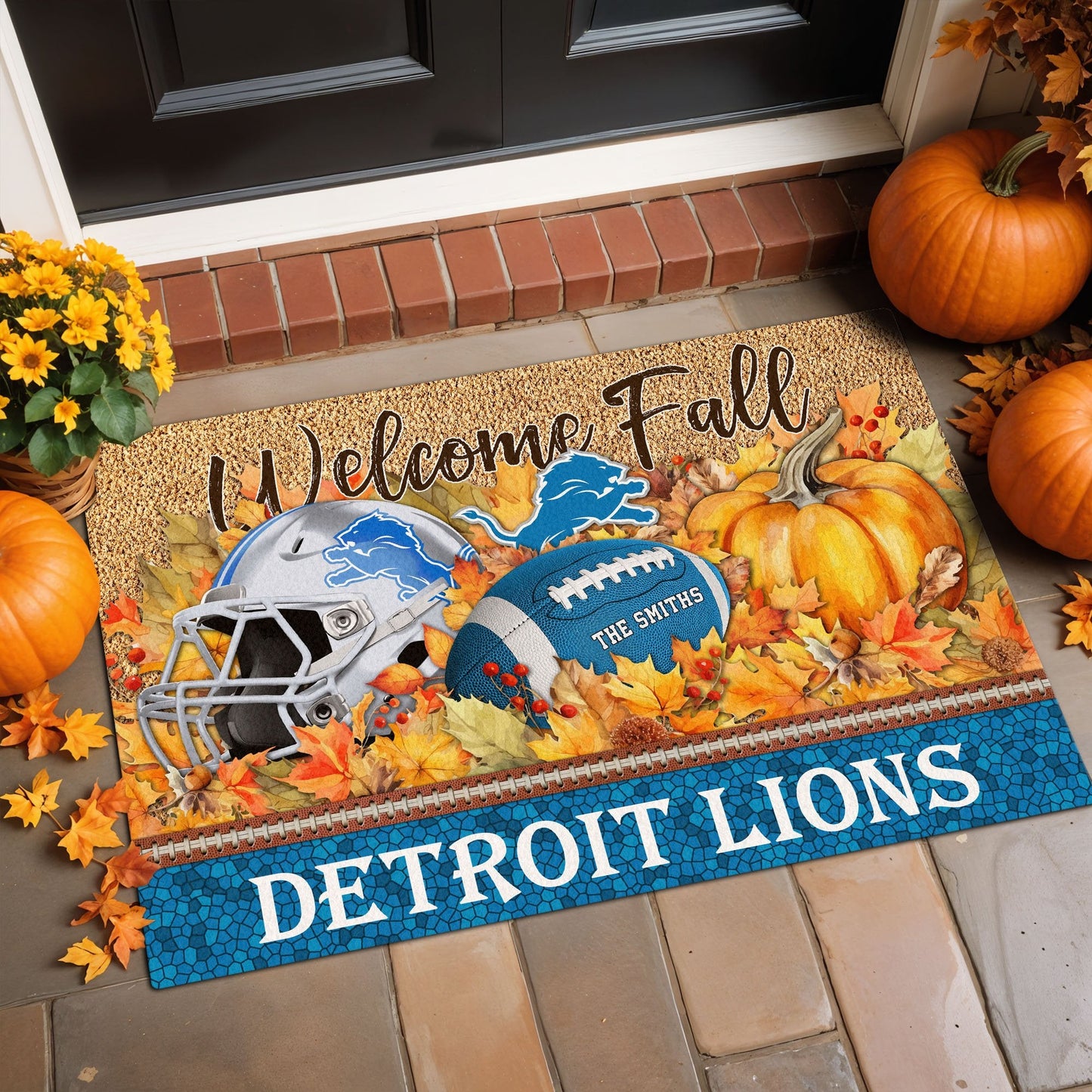 Detroit Lions Doormat Custom Your Family Name And Choose Your Quotes, Sport Doormat, Sport Gifts For Fan
