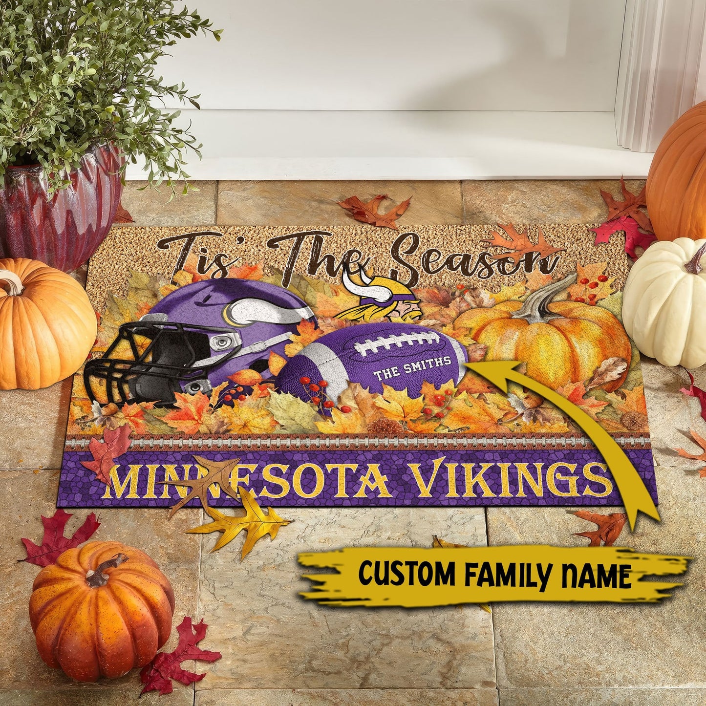 Minnesota Vikings Doormat Custom Your Family Name And Choose Your Quotes, Sport Doormat, Sport Gifts For Fan EHIVM-60421N