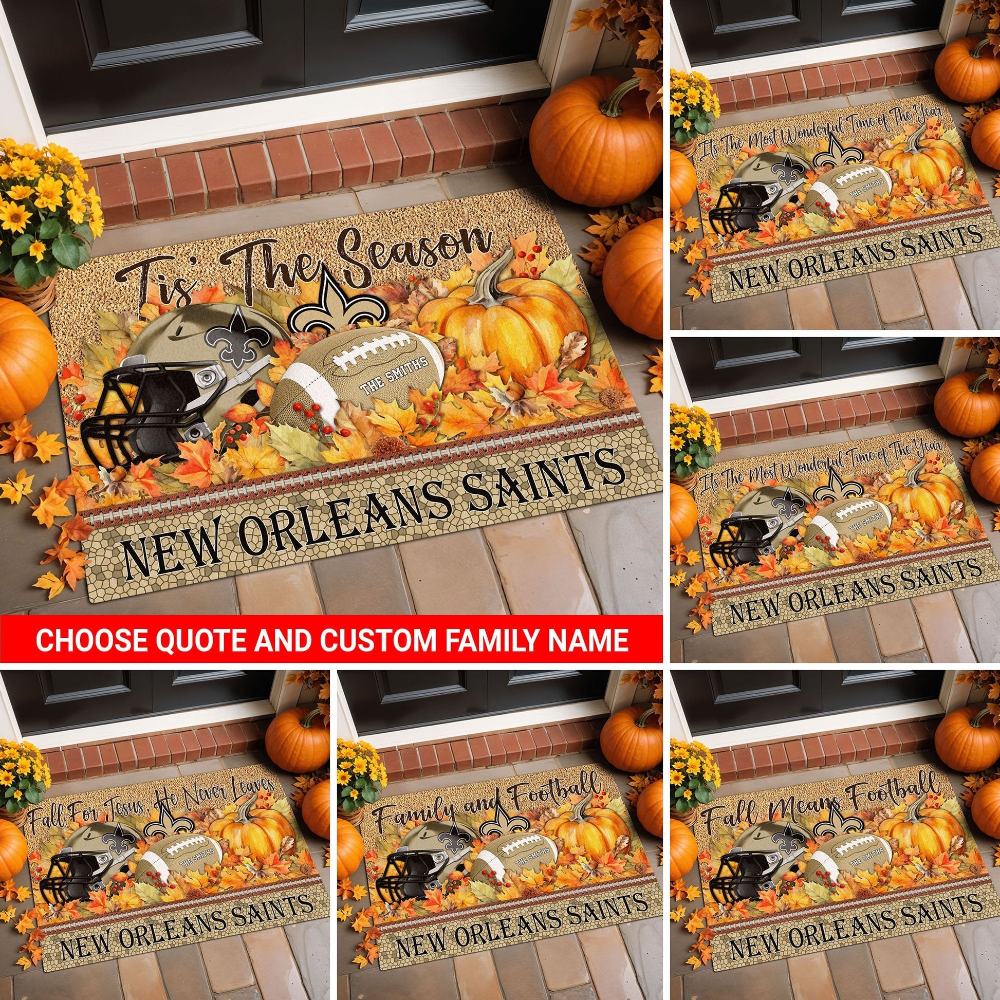 New Orleans Saints Doormat Custom Your Family Name And Choose Your Quotes, Sport Doormat, Sport Gifts For Fan EHIVM-60421N